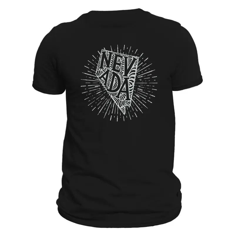 Nevada State Men's T-Shirt Casual Crewneck Cotton Black with Unique Graphic Design Hoodie, Sweatshirt | RetroVerseTees.com