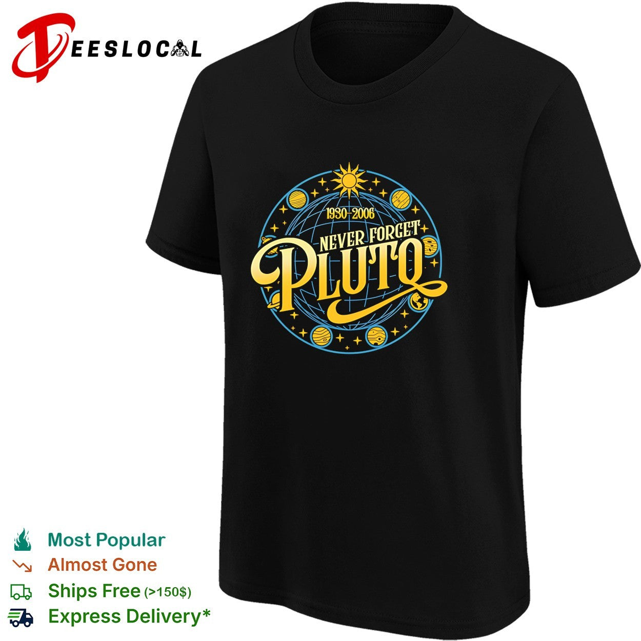 Never Forget Pluto Pluto was reclassified as a dwarf planet in 1930 2006 shirt