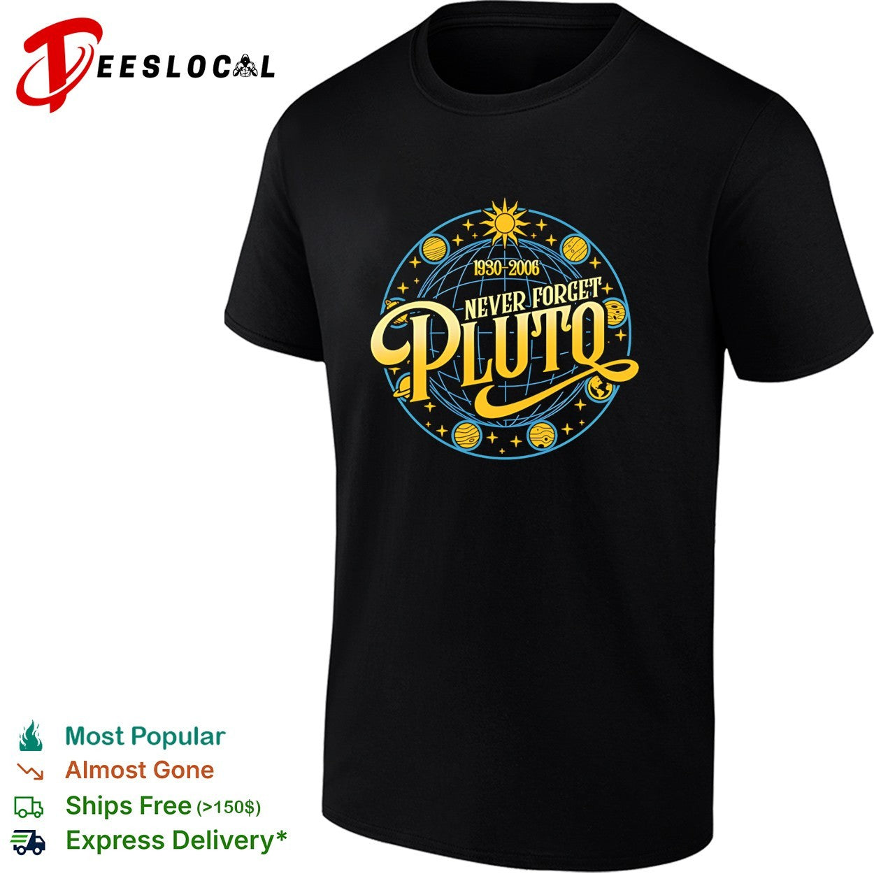 Never Forget Pluto Pluto was reclassified as a dwarf planet in 1930 2006 shirt