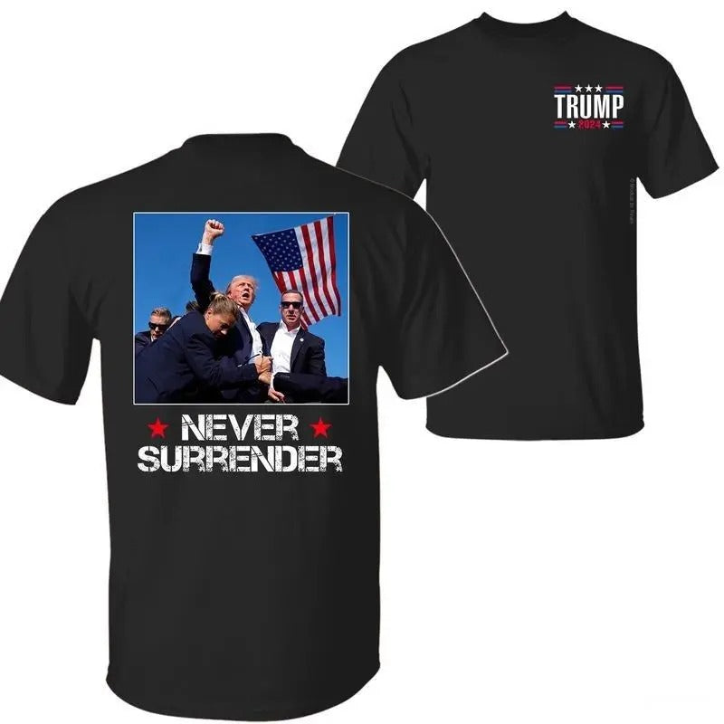 Never Surrender Trum Shirt, Trum Shot Shirt,  Pray For Trumm, Trumm Assassination, Unisex Classic Cotton Tee with 2 side...