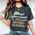 Never Underestimate A Public School Teacher Kamala Harris Shirt, Harris Walz 2024 Rally Tee, Tim Walz DNC Quote Shirt,...