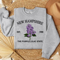 New Hampshire Purple Lilac Embroidered State Flower Sweatshirt, Hometown Embroidered Shirt, Favorite Flower Embroidered...