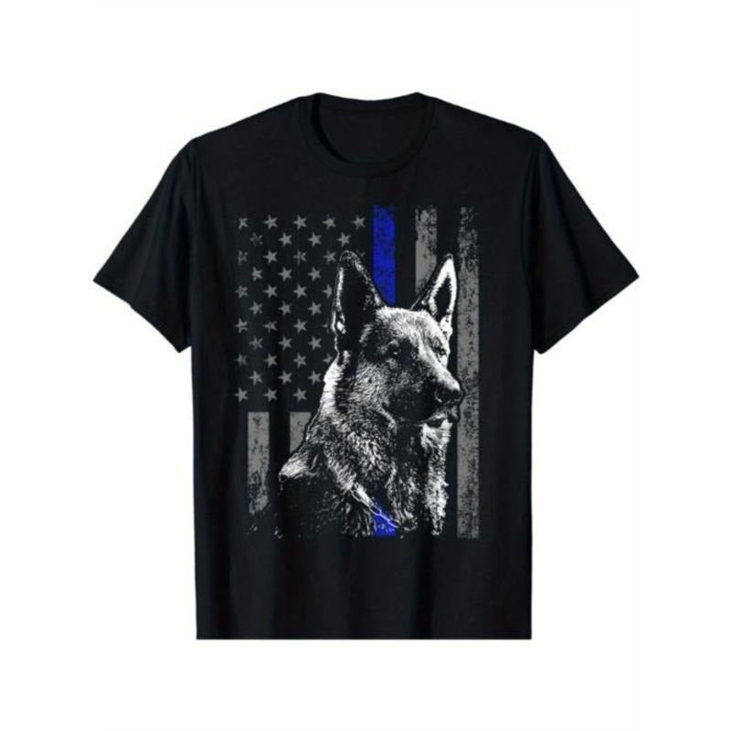 New Limited Thin Blue Line Flag Shepherd Police Dog Gift T-Shirt Made in USA Hoodie, Sweatshirt | RetroVerseTees.com