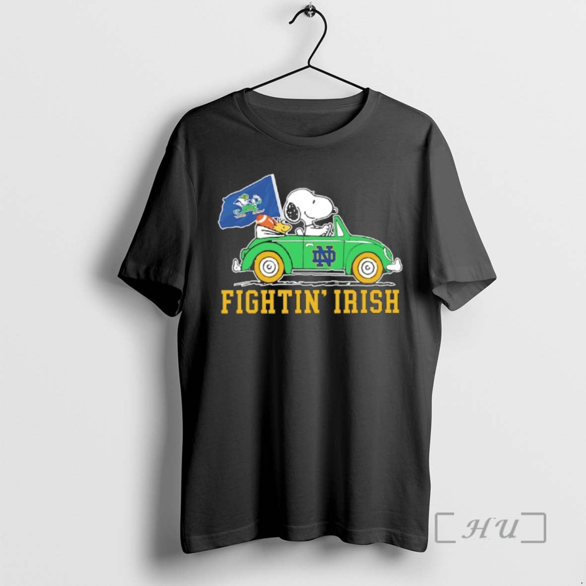 New Peanuts X Notre Dame Fighting Irish Football Driving Car T-Shirts, Hoodie, Sweatshirt | RetroVerseTees.com