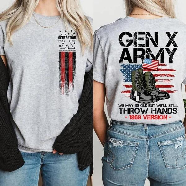 New Version Customize Gen X Army T-shirt, Raised On Hose Water Hoodie, Inspired Funny Saying Sarcasm Quotes Sweatshirt,...