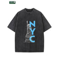 New York City Men'WB shield Gunpla brand Women'WB shield Washed Cotton T-shirt, Shoulder Drooping Short Sleeve High...
