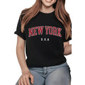 New York Graphic Print TShirt For Women Casual Short Sleeve Tee Swoosh Pcs 100% Heavy Cotton Comfortable Crew Neck, FOG...