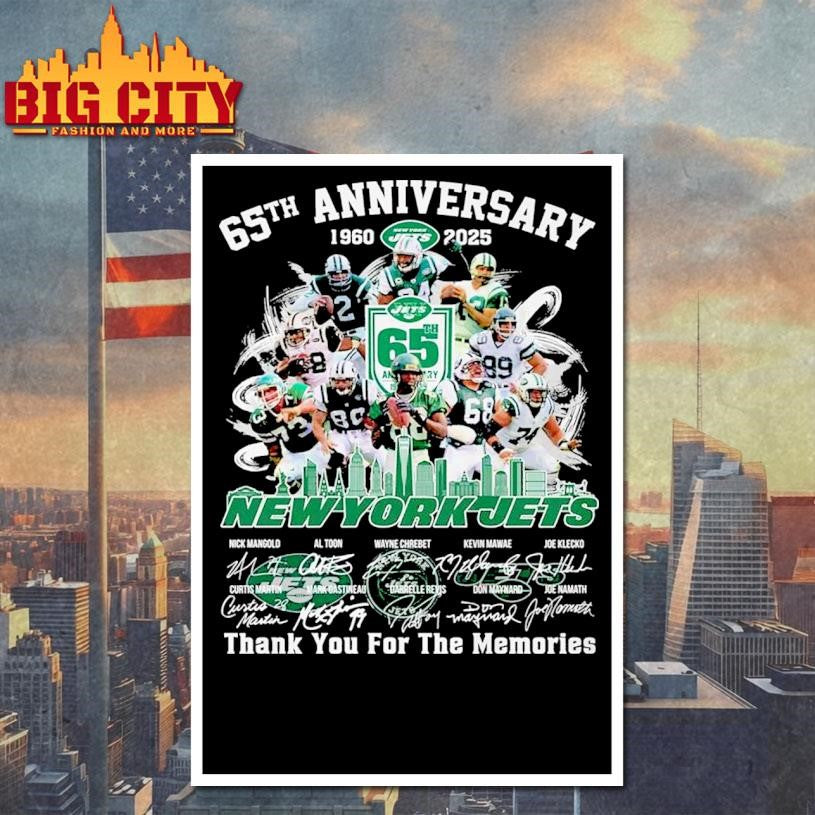 New York Jets 65th Anniversary 1960-2025 Take Flight Thank You Shirt