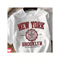 New York Print Crew Neck Tee - Women'WB shield T-shirts - Short Sleeve, Casual Hoodie, Sweatshirt | RetroVerseTees.com