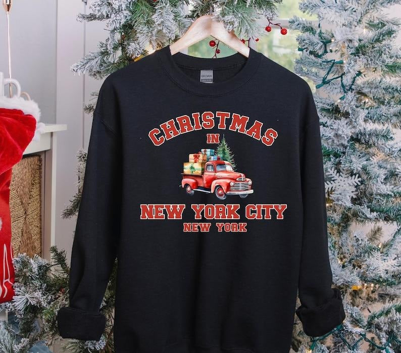 New York Vintage Shirt, New York Sweater, NYC Shirt, Christmas in New York, Christmas Trip Sweatshirt, Christmas tree...