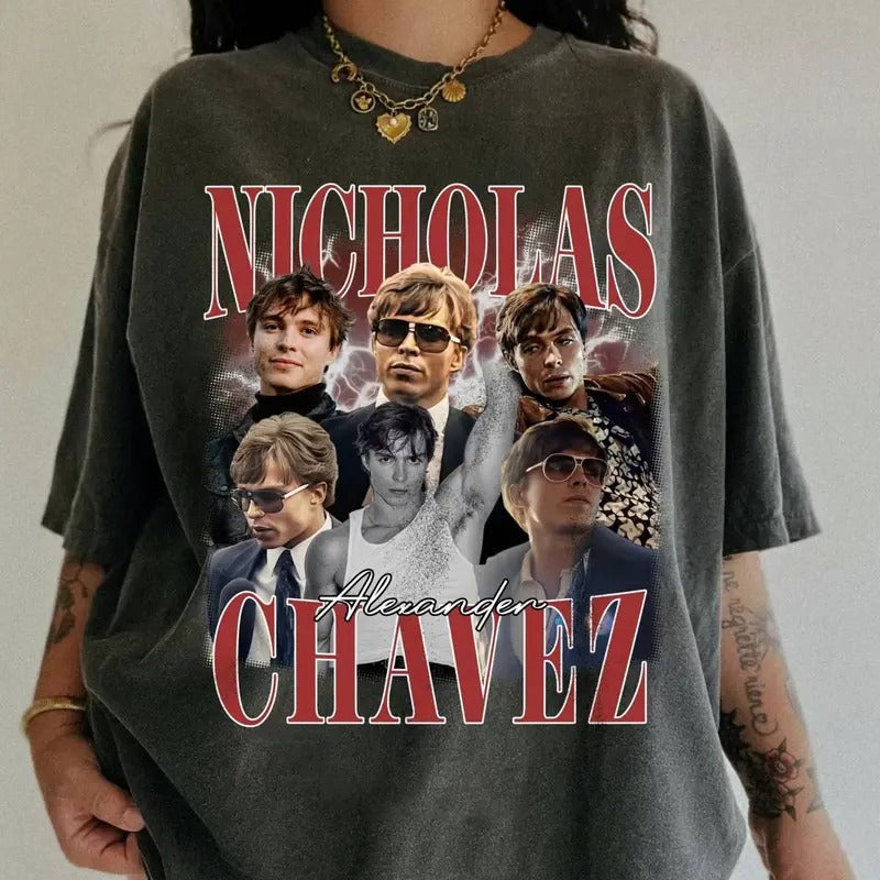 Nicholas Chavez Colors T-shirt, Unisex Tops For Men- For Women, Y2K 90s Retro Celebrity Movies Bootleg Tshirt, Soft Fit...