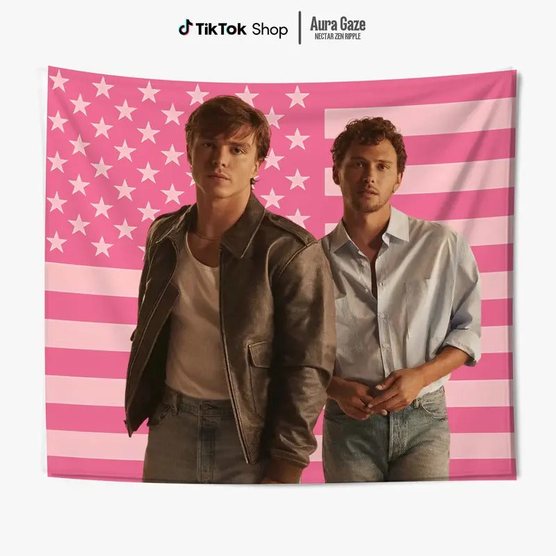 Nicholas Chavez and Cooper Kock Pink American Flags For Wall Decor, Indoor Wall Tapestries, Bedoom Decor, One Side...