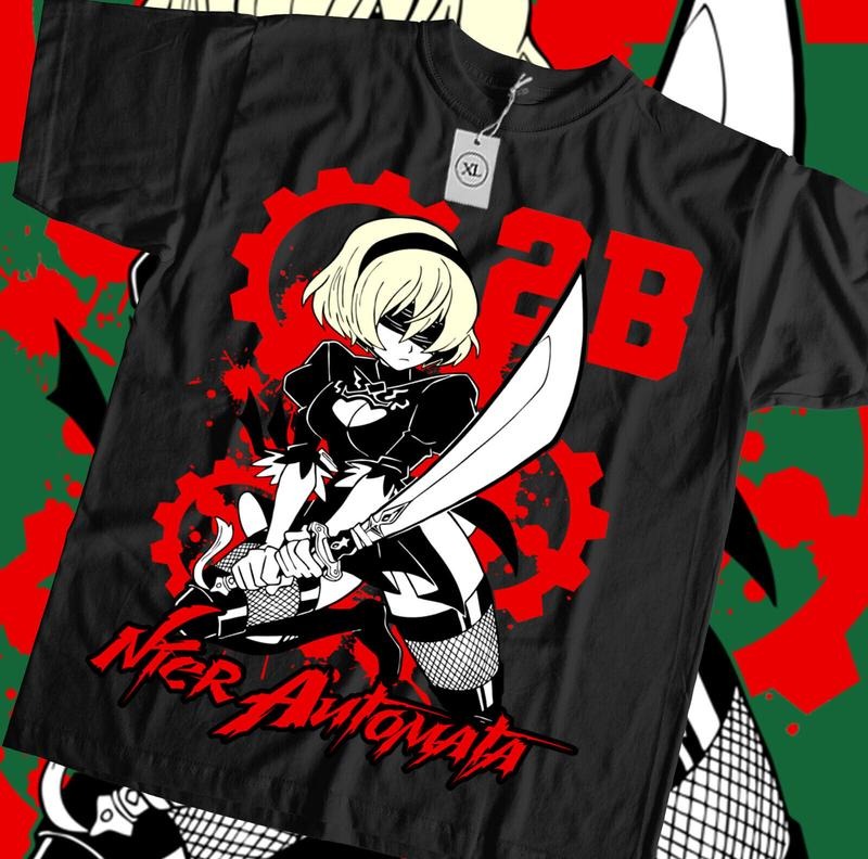 Nier Automata 2B YoRHa New Unisex T-Shirt S-4XL,Girl,Cyber Punk Waifu graphic tee Hoodie, Sweatshirt | RetroVerseTees.com