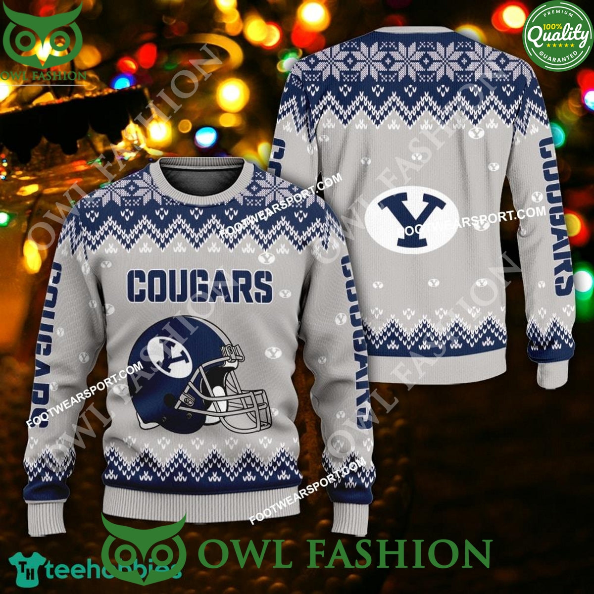 Logo Pattern Helmet BYU Cougars Ugly Sweater for Christmas