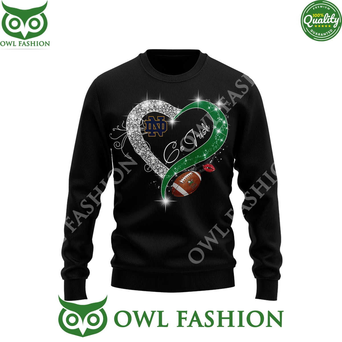 Notre Dame Fighting Irish Heart Pattern Valentine 2D t Shirt