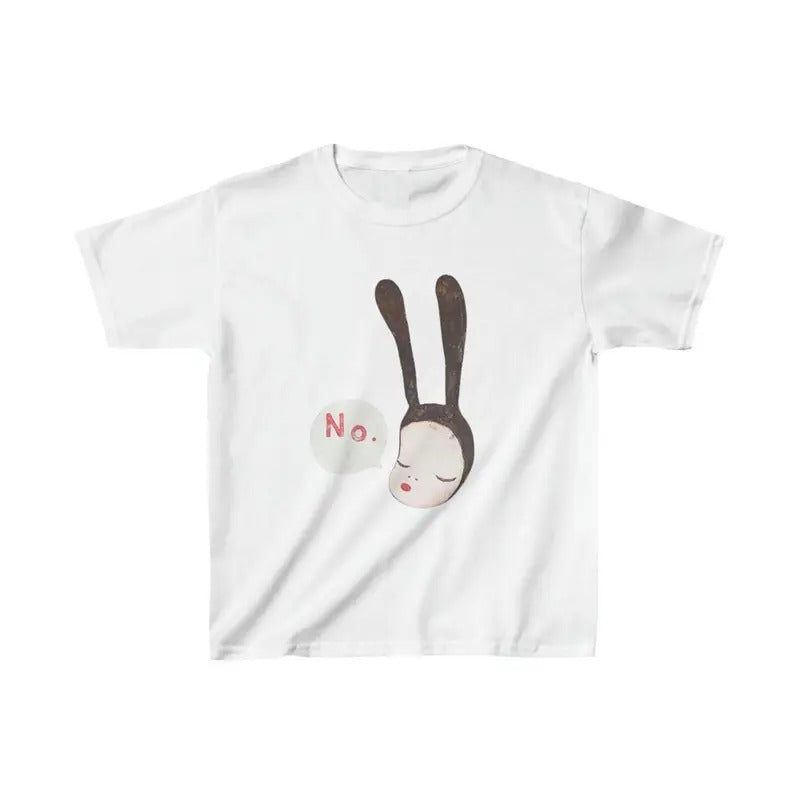 No Bunny Girl Y2K Baby Tee, Yoshitomo Nara Baby Tee, Coquette Aesthetic No Bunny Graphic Tee, Y2k Top Women Streetwear,...