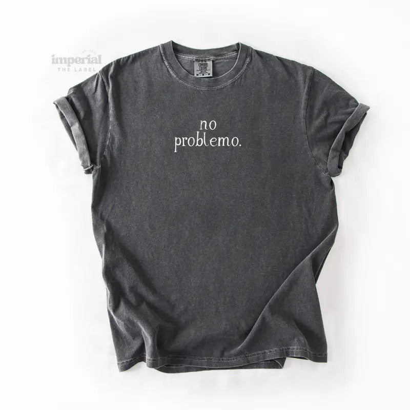 No Problemo Comfort Colors T-Shirt, Oversized Vintage-Washed Tee, Soft Garment-Dyed Cotton, Aesthetic Streetwear, Casual...