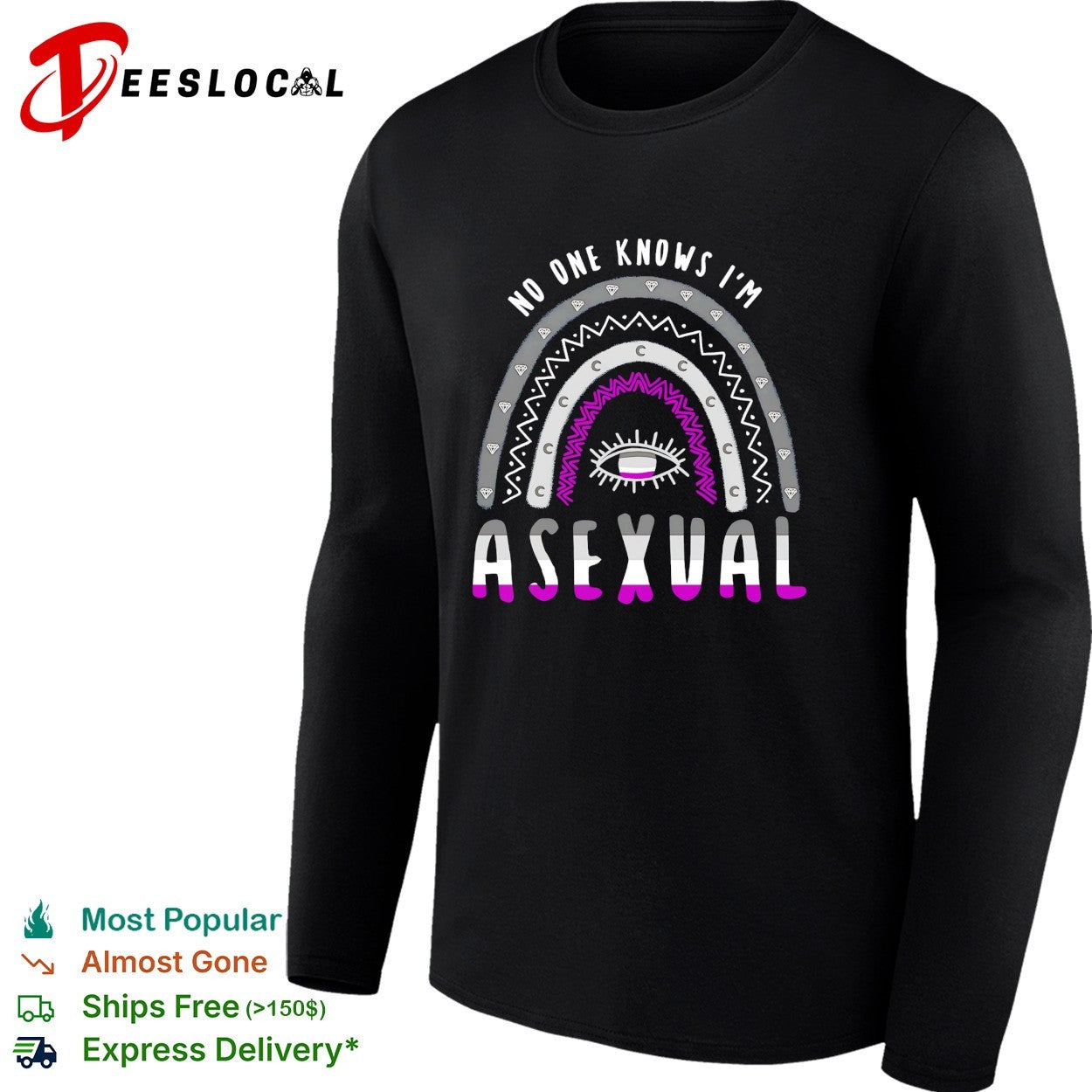 No one knows I’m asexual pride rainbow arch eye shirt