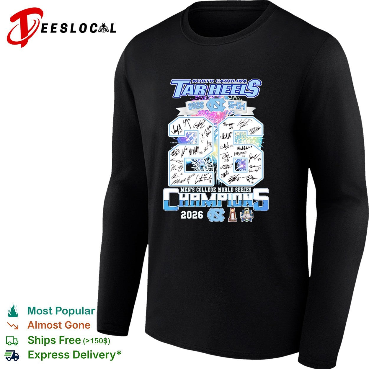 North Carolina Tar Heels 2026 Men’s College World Series Champions Signature shirt