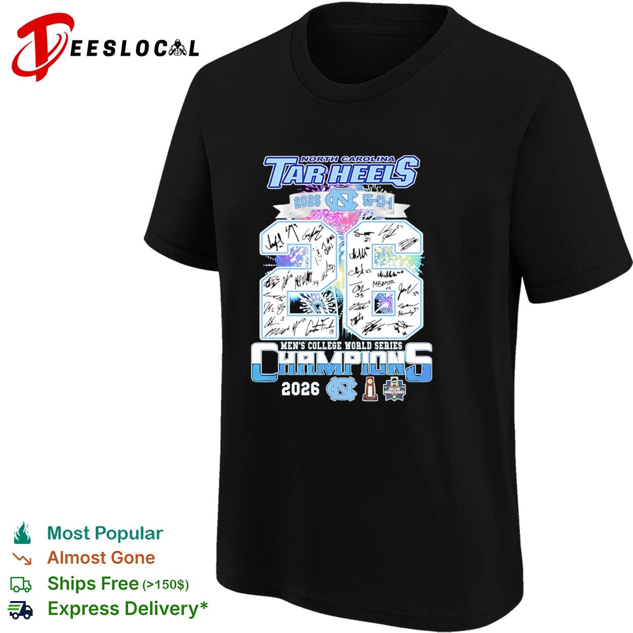 North Carolina Tar Heels 2026 Men’s College World Series Champions Signature shirt