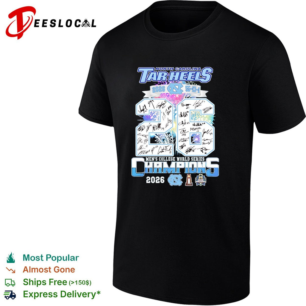 North Carolina Tar Heels 2026 Men’s College World Series Champions Signature shirt