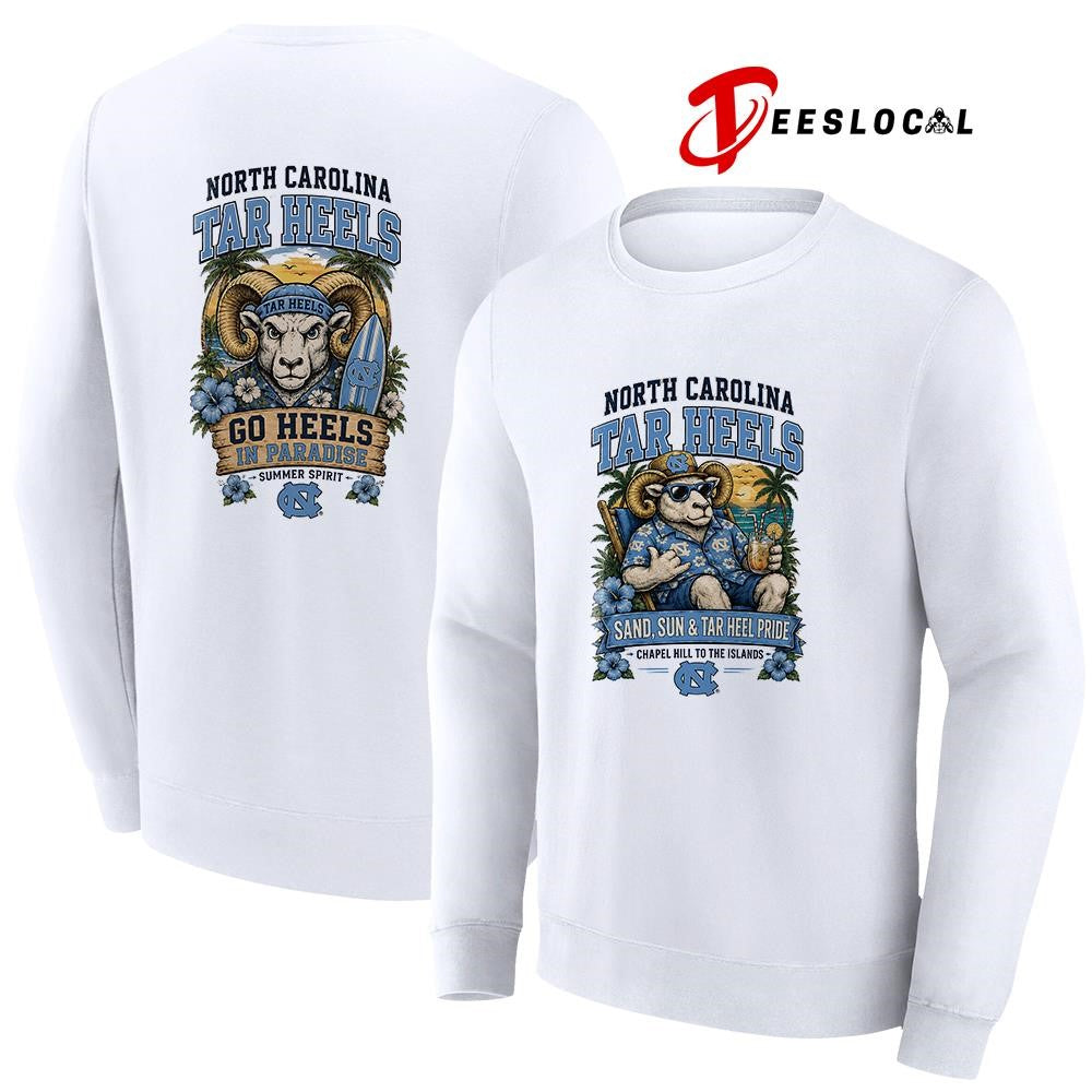 North Carolina Tar Heels san and sun Chapel Hill to the islands tropical paradise shirt