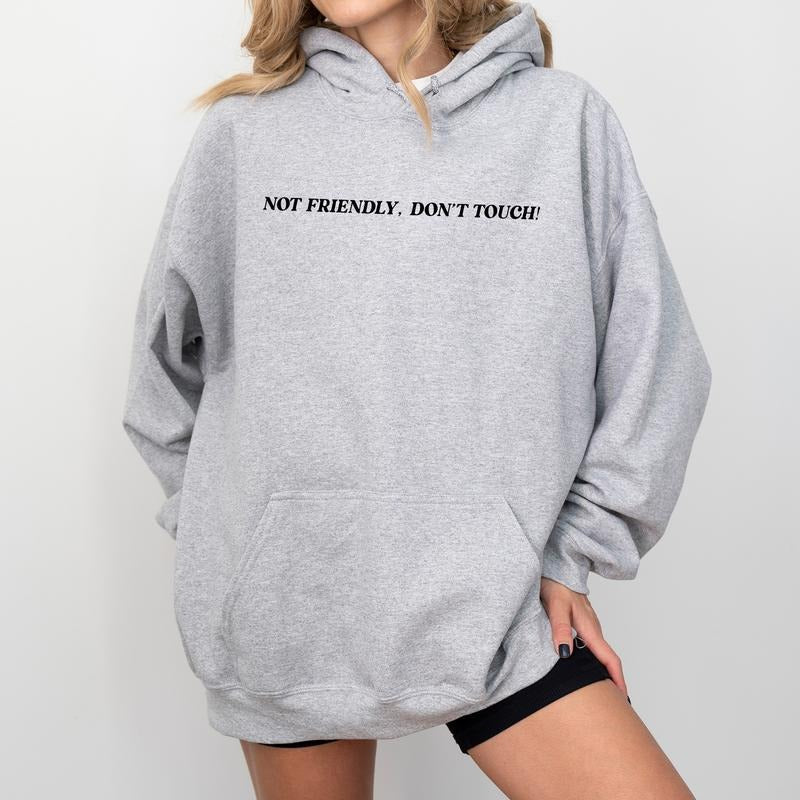 Not Friendly Do Not Touch Unisex Hoodie, Adult Humor Graphic Hoodies, Funny Saying Hoodie, Sarcastic Downtown Outfits,...