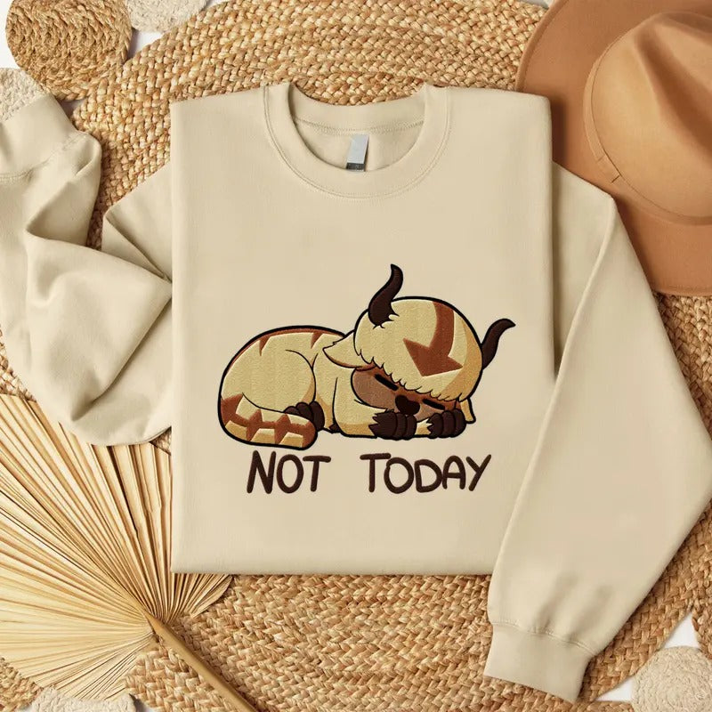 Not Today Appa Embroidered Sweatshirt, Not Today Embroidered T-Shirt, Lover Appa Embroidered Tee Hoodie | RetroVerseTees.com