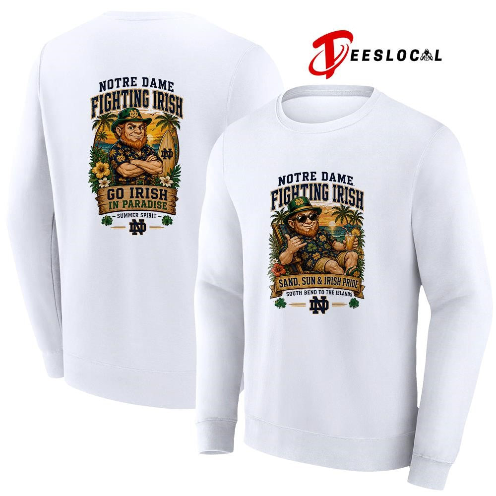 Notre Dame Fighting Irish san and sun South Bend to the islands tropical paradise shirt