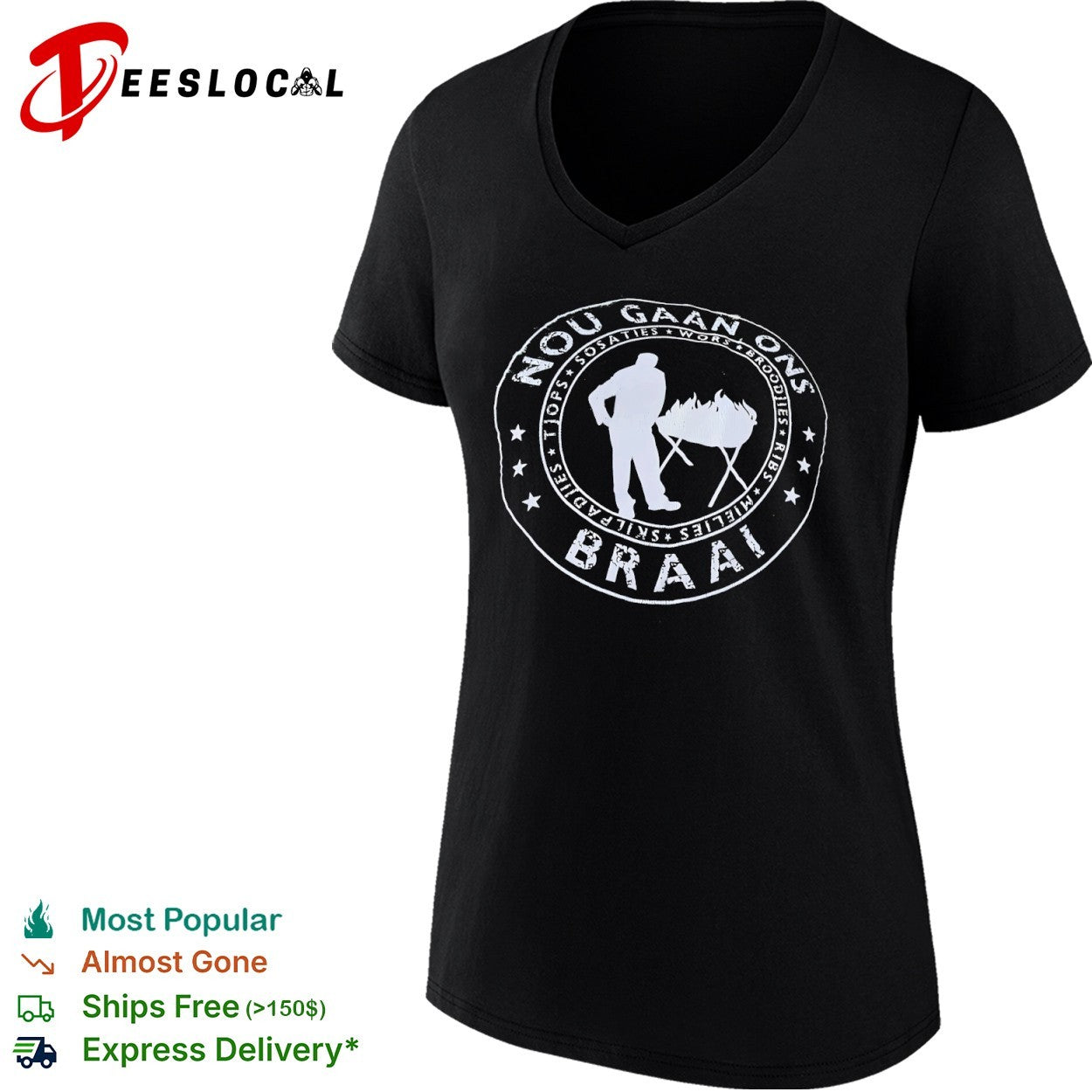Nou Gaan Ons Braai Distressed Barbecue BBQ shirt