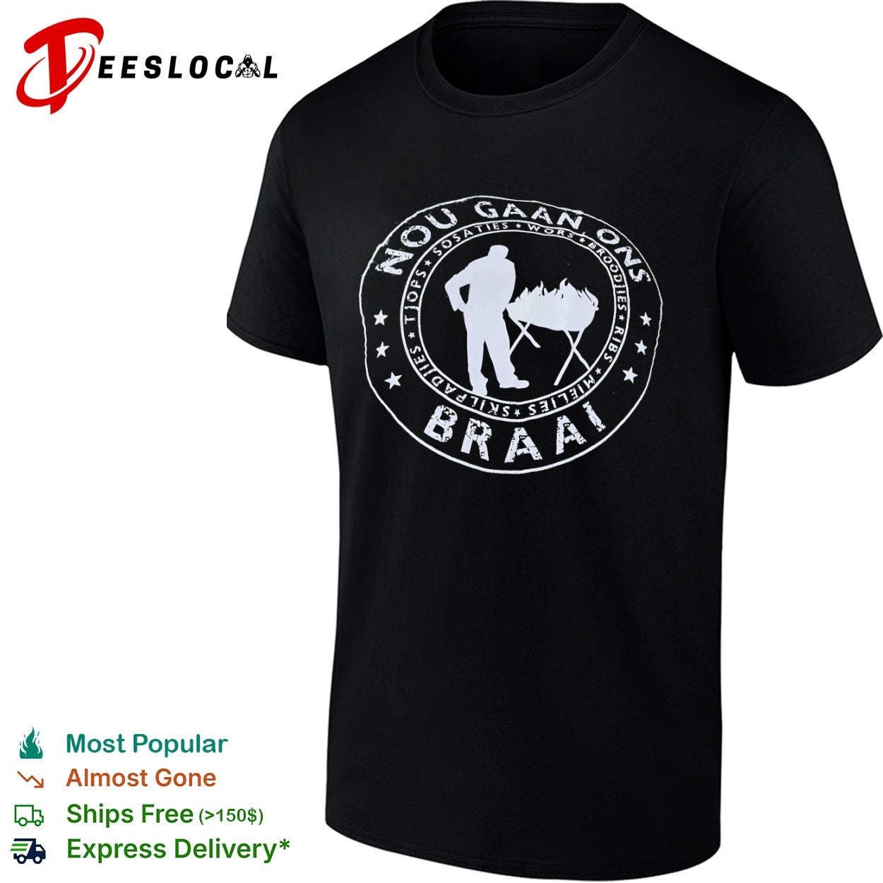 Nou Gaan Ons Braai Distressed Barbecue BBQ shirt