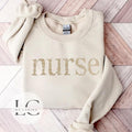 "Nurse" Floral Monochromatic Embroidered Sweatshirt - Stylish Medical Apparel - Custom Floral Design - Cozy Healthcare...