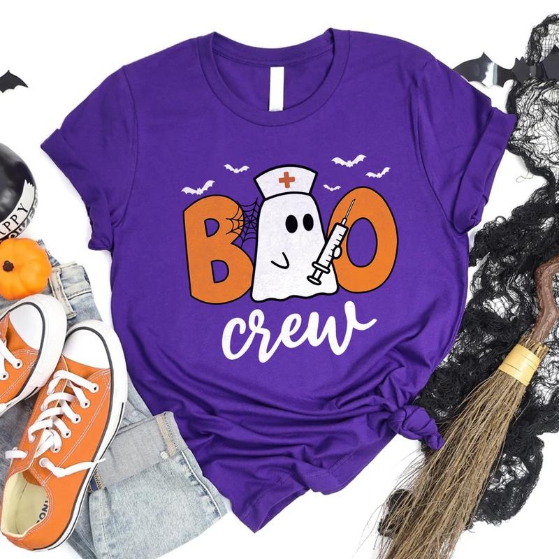 Nurse Boo Crew Shirt, Funny Halloween Ghost T-Shirt, Spooky Medical Sweatshirt, Cute Fall Nurse Shirt, RN Costume Tee,...
