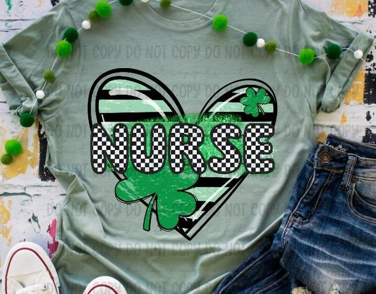 Nurse Clover Heart DTF Transfers - THIS IS NOT A SHIRT Hoodie, Sweatshirt | RetroVerseTees.com