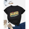 Nurse Retro Style Font Print T-Shirt, Casual Short Sleeve Crew Neck T-Shirt For Spring & Summer, Women'WB shield Clothing...