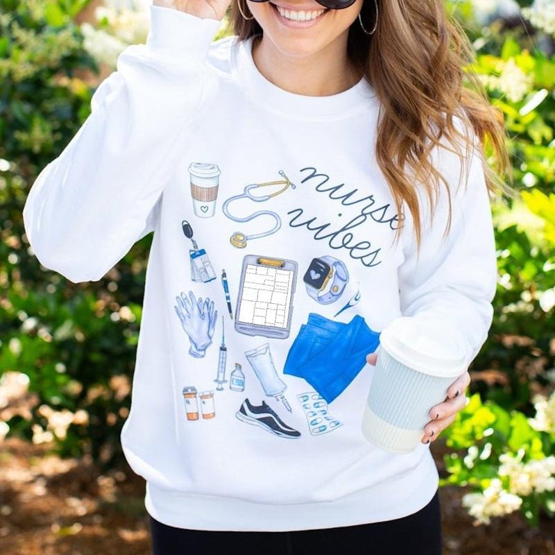 'Nurse Vibes' Sweatshirt T-Shirts, Hoodie | RetroVerseTees.com