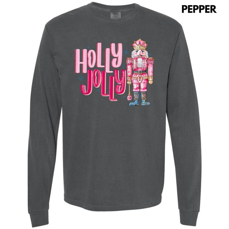 Nutcracker Holly Jolly Long Sleeve Comfort Colors T-Shirt 'NLB' Hoodie, Sweatshirt | RetroVerseTees.com