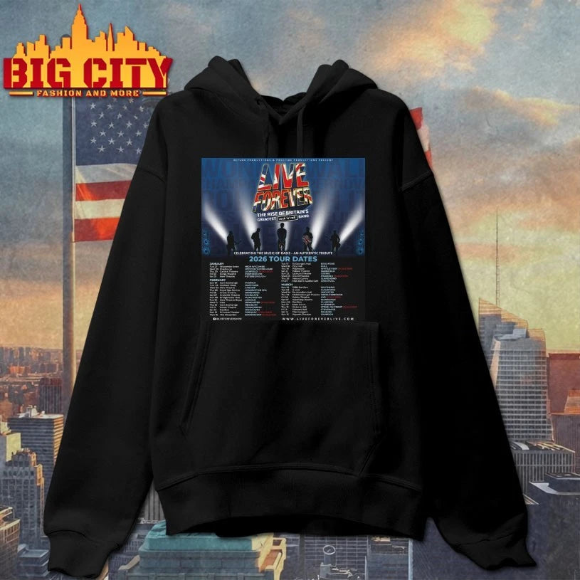 Oasis LIVE FOREVER Rock n Roll Band Tour 2026 shirt
