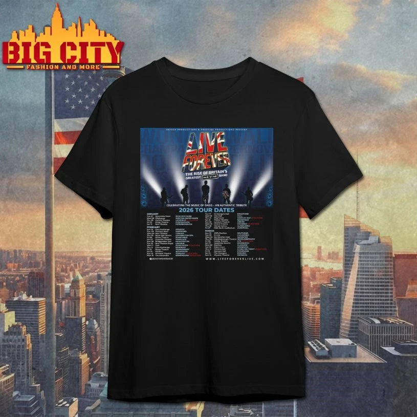 Oasis LIVE FOREVER Rock n Roll Band Tour 2026 shirt