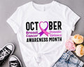 October Awareness Month Shirt, Breast Cancer Awareness T-shirt, Domestic Violence Tee, Purple And Pink Ribbon Shirt,...