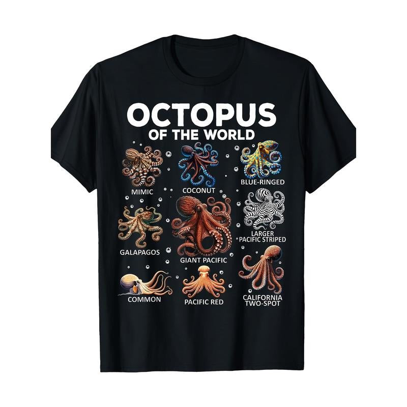 Octopus Animals Of The World Kawaii Funny Octopus T-Shirt Made in USA Hoodie, Sweatshirt | RetroVerseTees.com