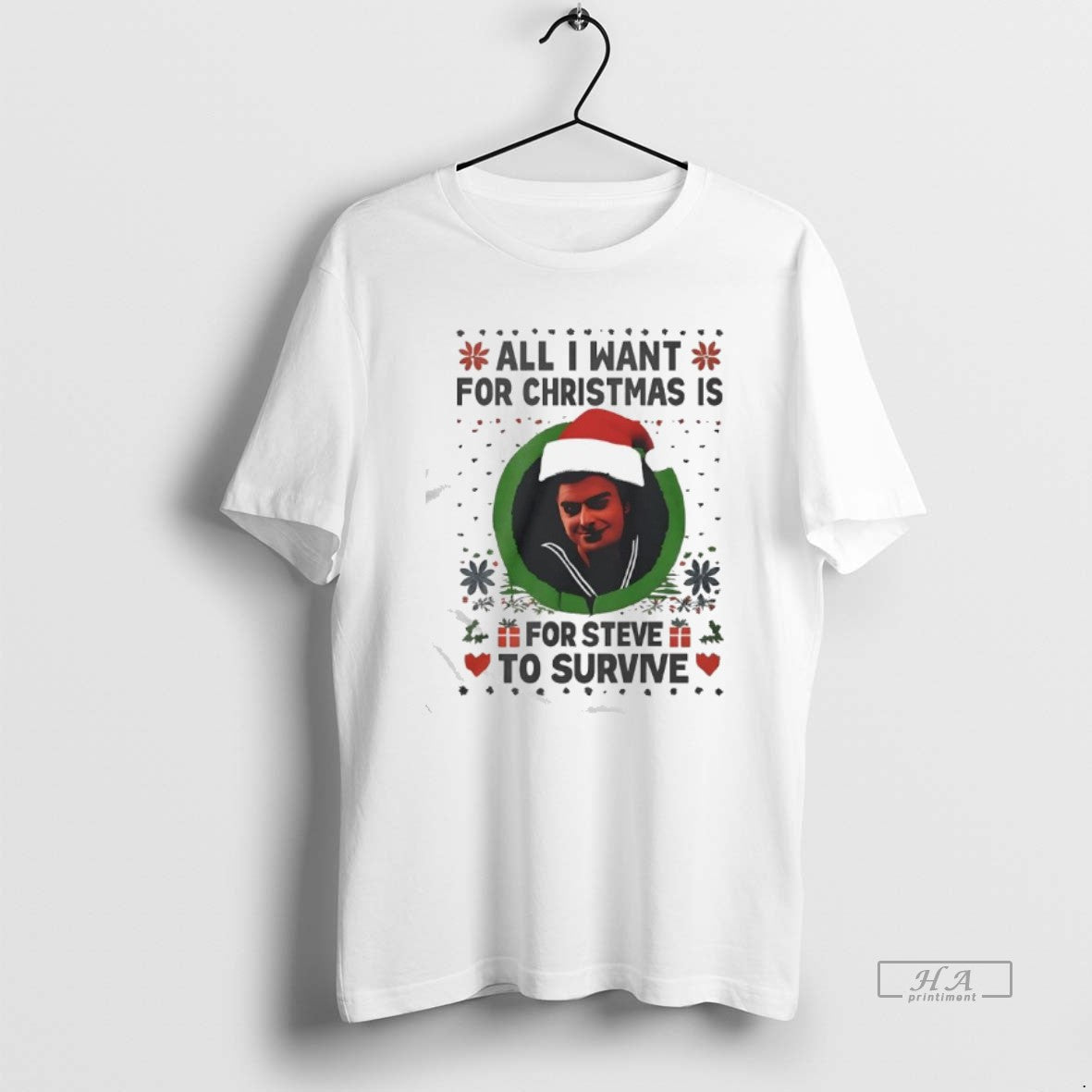 Official All I Want For Christmas Is Steve Harrington To Survive T-Shirts, Hoodie, Sweatshirt | RetroVerseTees.com
