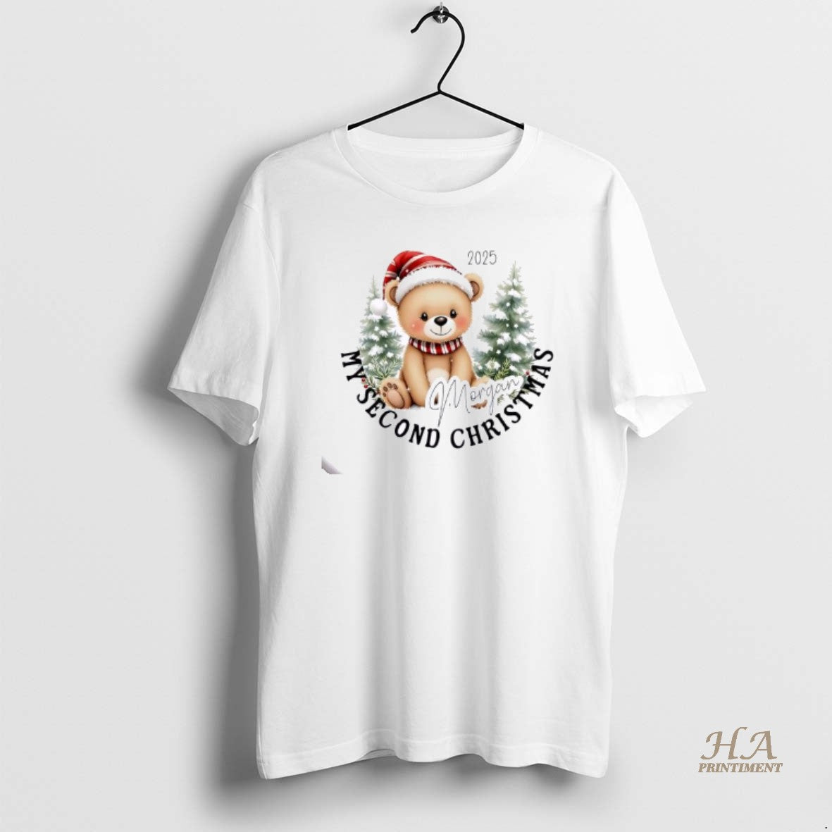 Official Bear Hat Santa Red My Second Christmas Cute Personalized Ornaments White