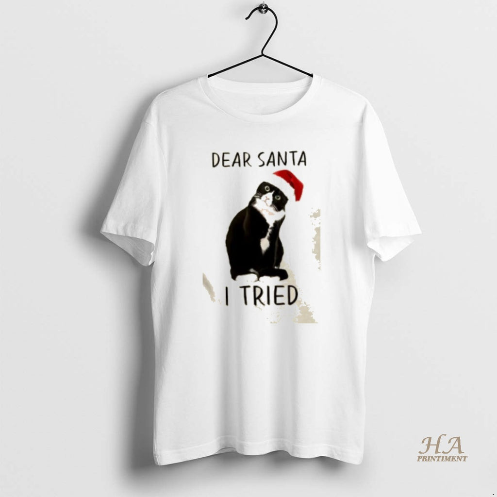 Official Black Cat Dear Santa I Tried Christmas