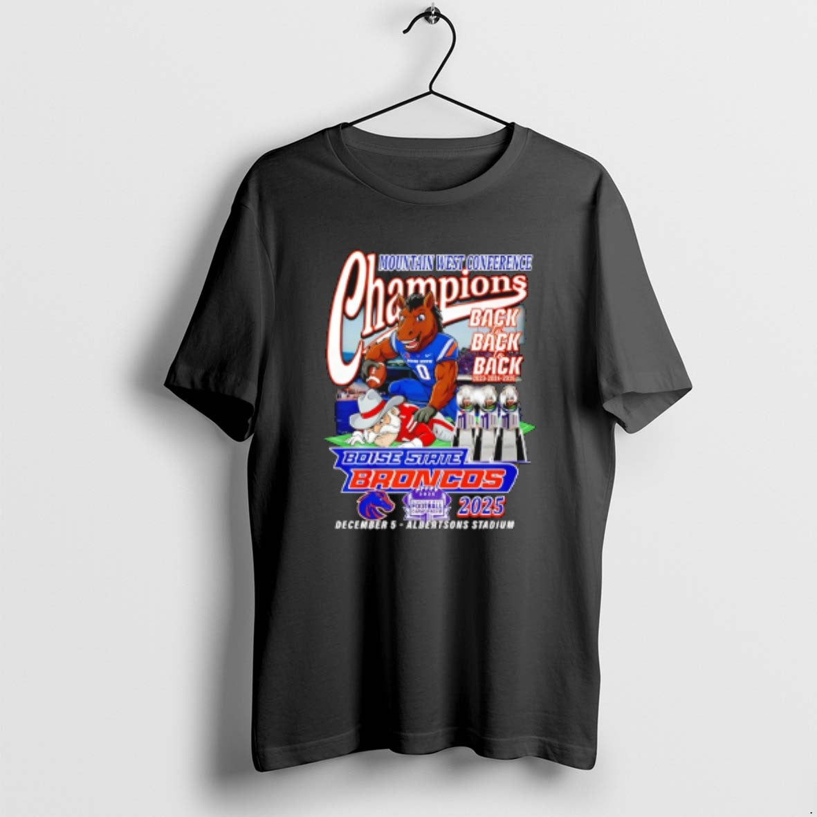 Official Boise State Broncos 2025 Mountain West Championsh Back To Back To Back Mascot