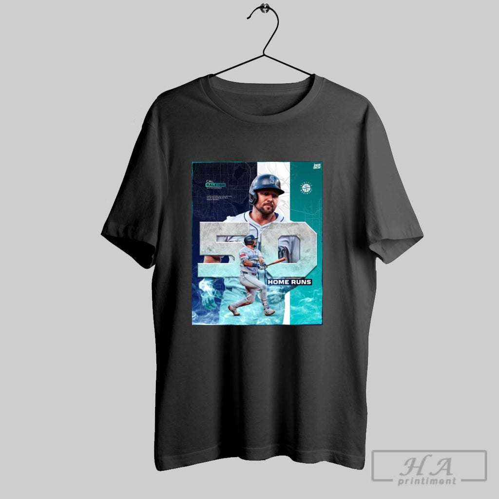 Official Cal Raleigh Seattle Mariners 50 Home Runs First Catcher In Mlb History To Hit