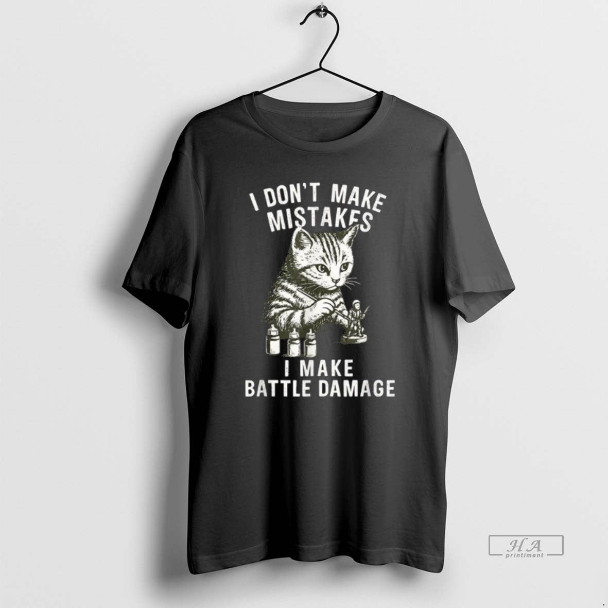 Official Cat Miniature Painter Battle Damage Funny Miniature Painting T-Shirts, Hoodie, Sweatshirt | RetroVerseTees.com
