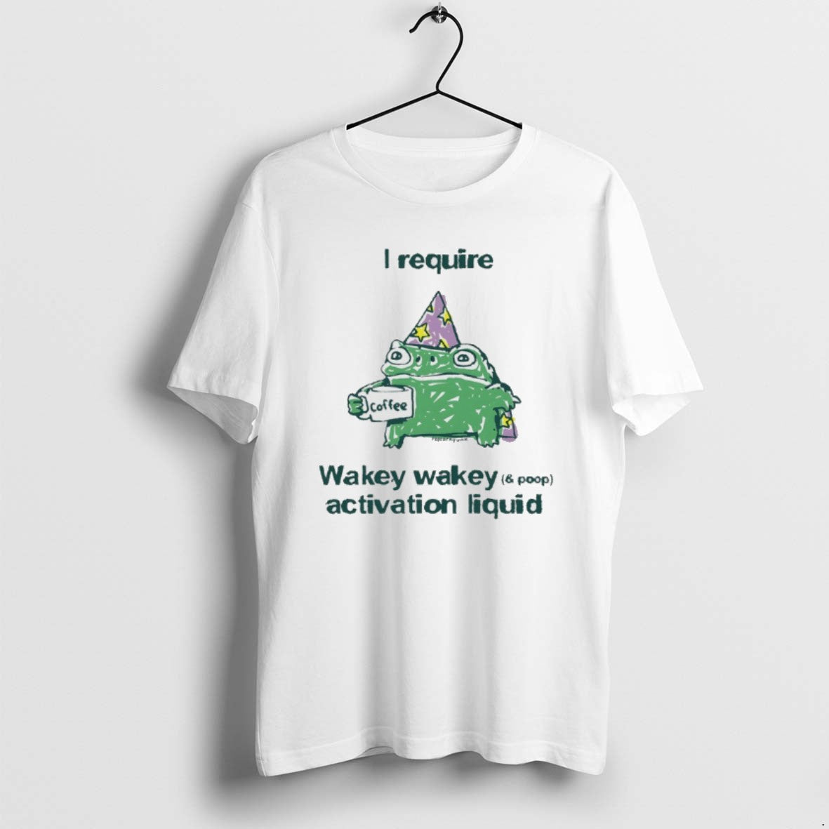 Official Frog Coffee I Require Wakey Wakey Activation Liquid T-Shirts, Hoodie, Sweatshirt | RetroVerseTees.com