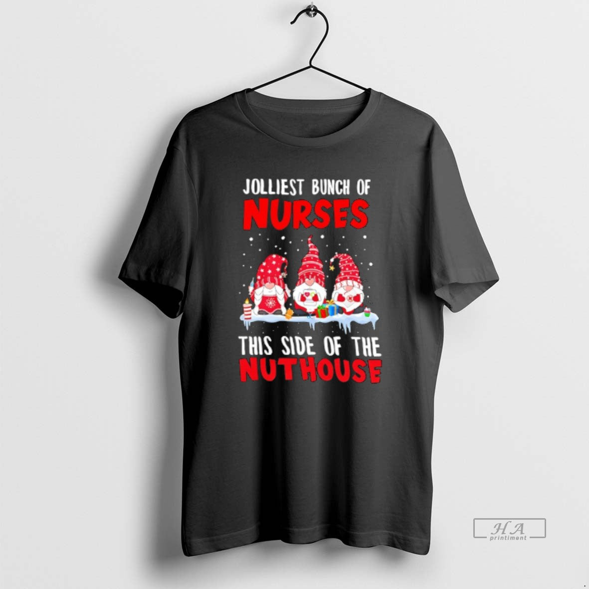 Official Gnomes Jolliest Bunch Of Nurses This Side Of The Nuthouse T-Shirts, Hoodie, Sweatshirt | RetroVerseTees.com