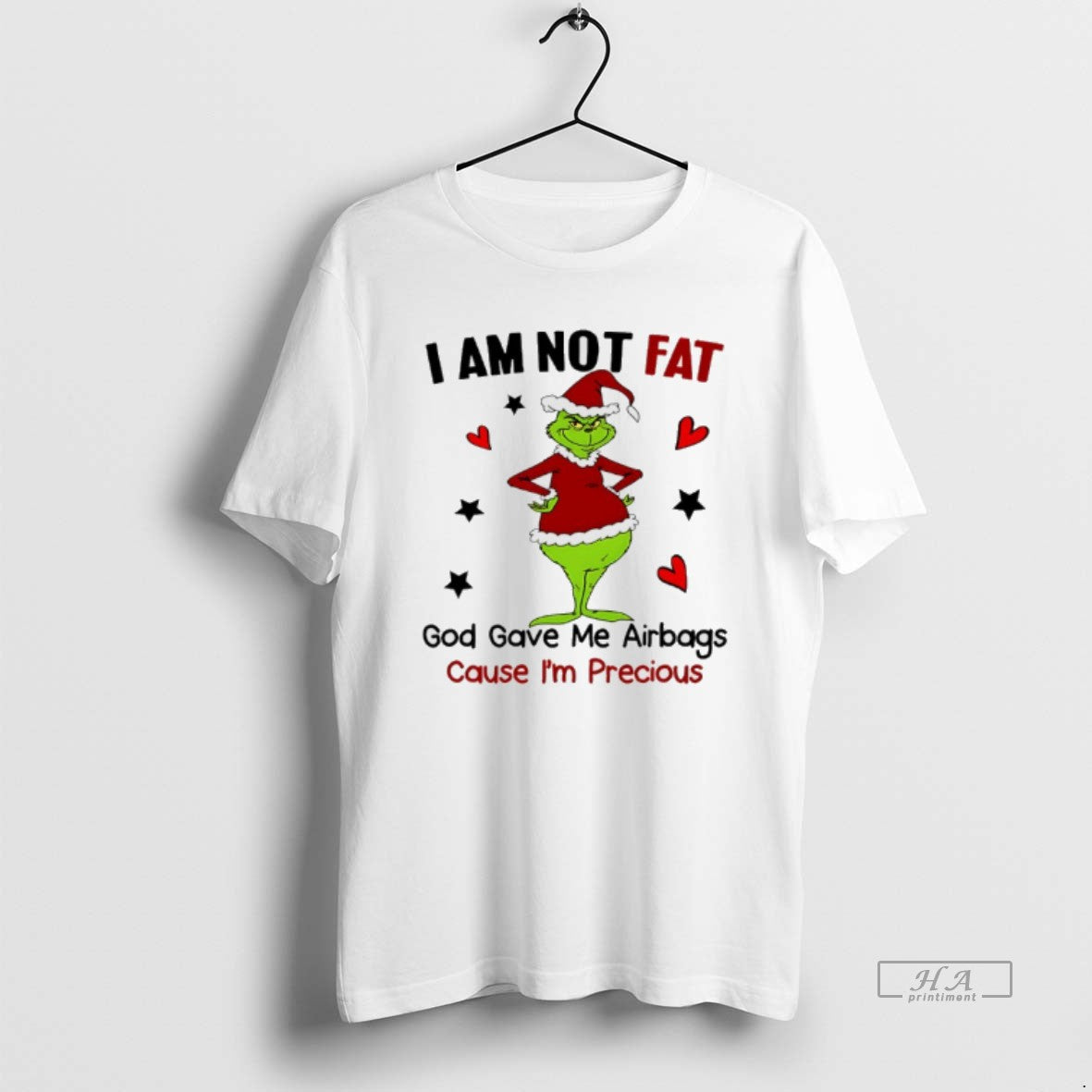 Official Grinch Christmas Im Not Fat God Gave Me Airbags Cause Im Precious T-Shirts, Hoodie, Sweatshirt | RetroVerseTees.com